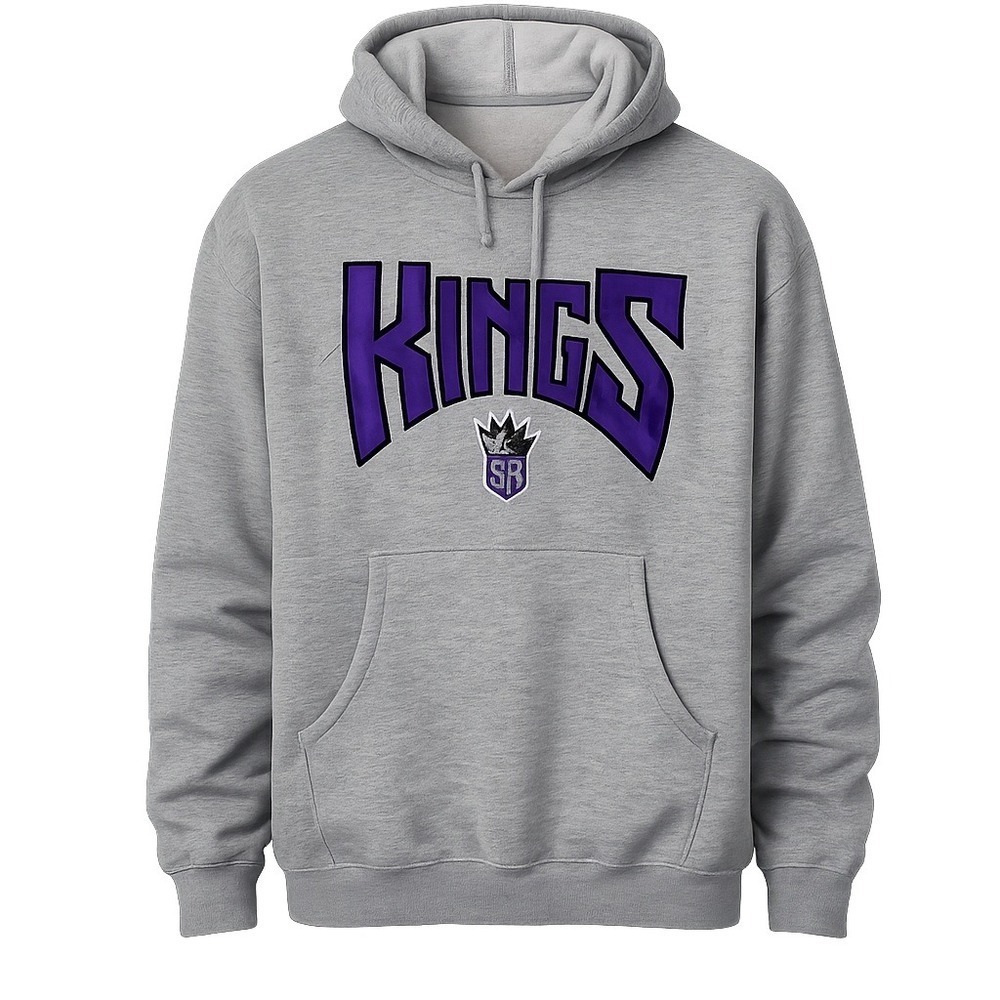 Y2K Majestic Kings Hoodie Sweatshirt Mens Large Gray‎ Sacramento NBA Pullover